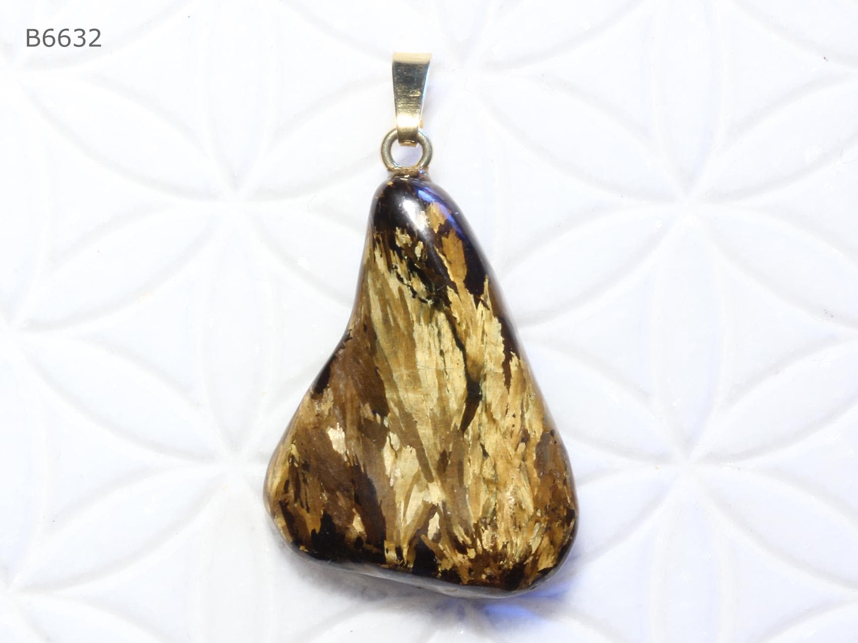 Bronzit-Anhänger | Trommelstein Mit Schlaufe Aus Vergoldetem 925 Silber Bronzit-Anhänger | Trommelstein Mit Schlaufe Aus Vergoldetem 925 Silber von SteinkraftShop