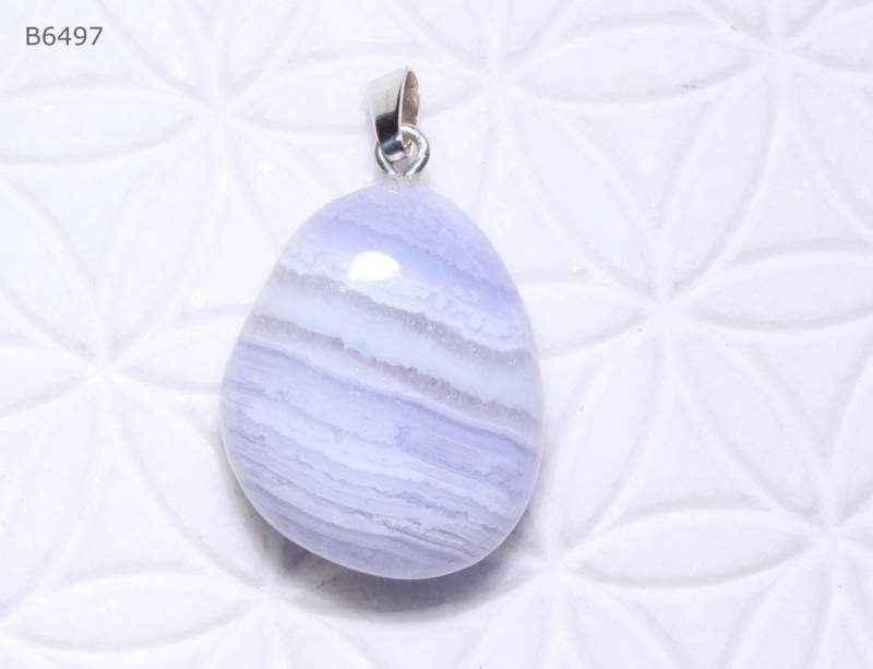 Chalcedon Anhänger, Trommelstein Mit Schlaufe Aus 925 Silber von SteinkraftShop