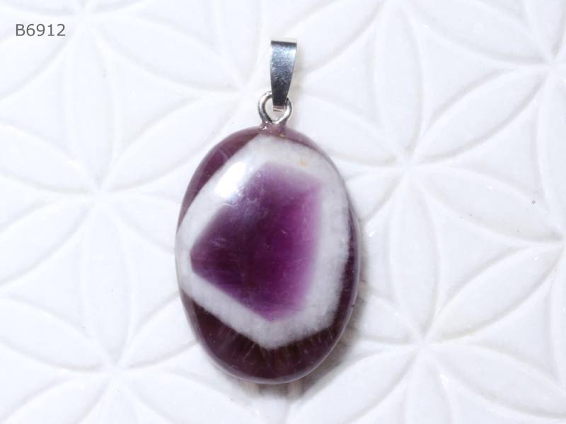Chevron-Amethyst-Anhänger | Cabochon Mit Schlaufe Aus 925 Silber von SteinkraftShop