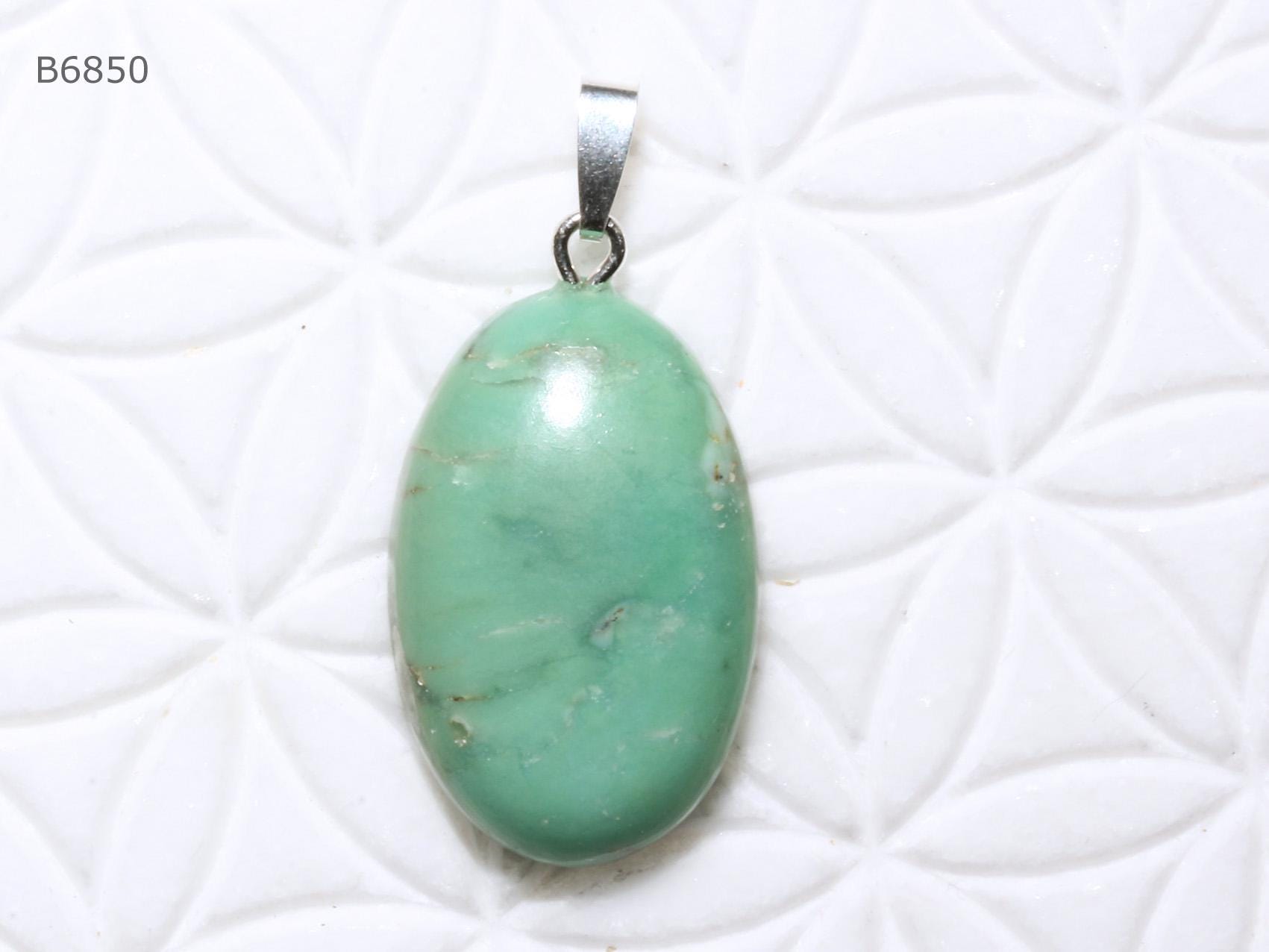 Chrysopras-Anhänger | Cabochon Mit Schlaufe Aus 925 Silber Chrysopras-Anhänger | Cabochon Mit Schlaufe Aus 925 Silber von SteinkraftShop