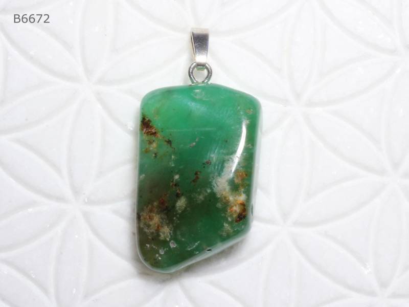 Chrysopras-Anhänger | Trommelstein Mit Schlaufe Aus 925 Silber Chrysopras-Anhänger | Trommelstein Mit Schlaufe Aus 925 Silber von SteinkraftShop