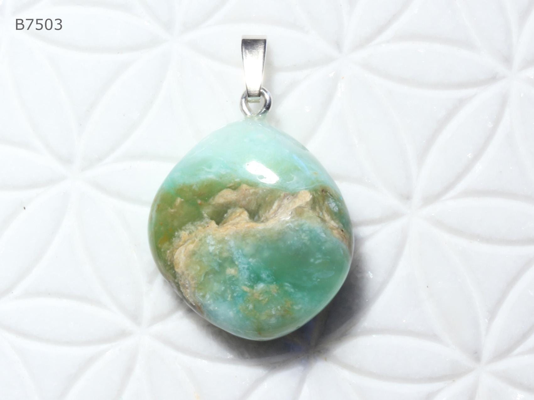 Grüner Andenopal-Anhänger | Trommelstein Mit Schlaufe Aus 925 Silber von SteinkraftShop