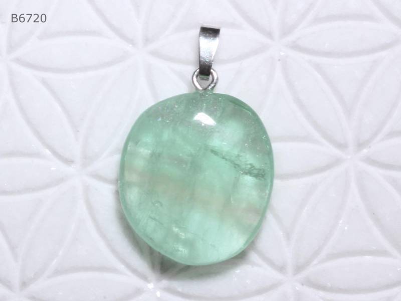 Grüner Fluorit-Anhänger | Trommelstein Mit Schlaufe Aus 925 Silber von SteinkraftShop