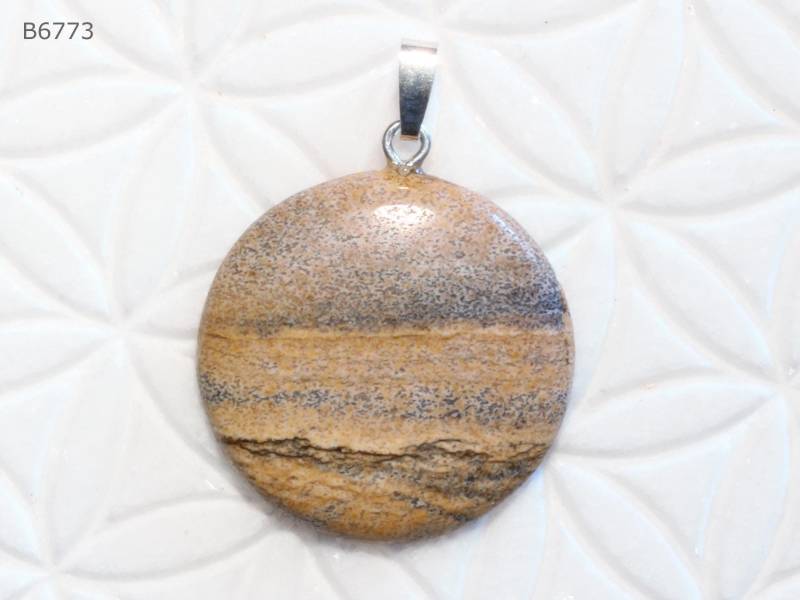 Landschafts-Jaspis-Anhänger | Cabochon Mit Schlaufe Aus 925 Silber von SteinkraftShop