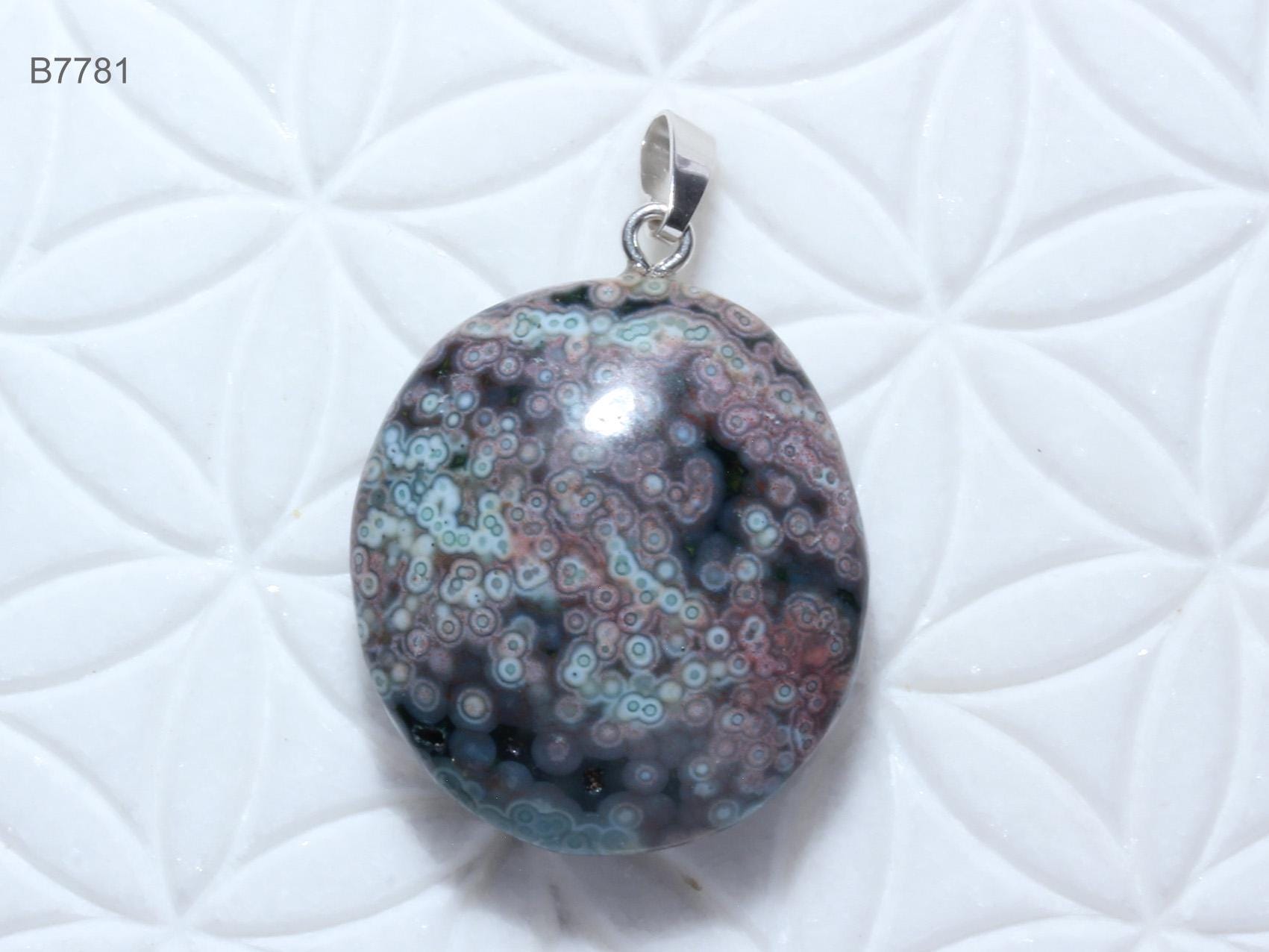 Ozeanjaspis-Anhänger, Trommelstein Mit Schlaufe Aus 925 Silber von SteinkraftShop