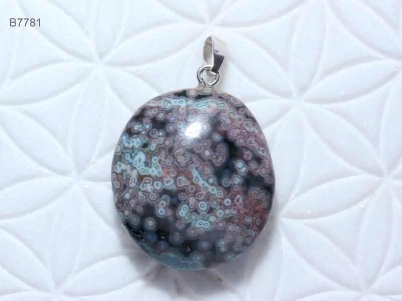 Ozeanjaspis-Anhänger, Trommelstein Mit Schlaufe Aus 925 Silber von SteinkraftShop