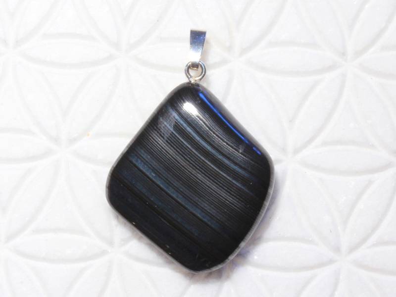 Psilomelan-Anhänger | Trommelstein Mit Schlaufe Aus 925 Silber B6209 Psilomelan-Anhänger | Trommelstein Mit Schlaufe Aus 925 Silber B6209 von SteinkraftShop