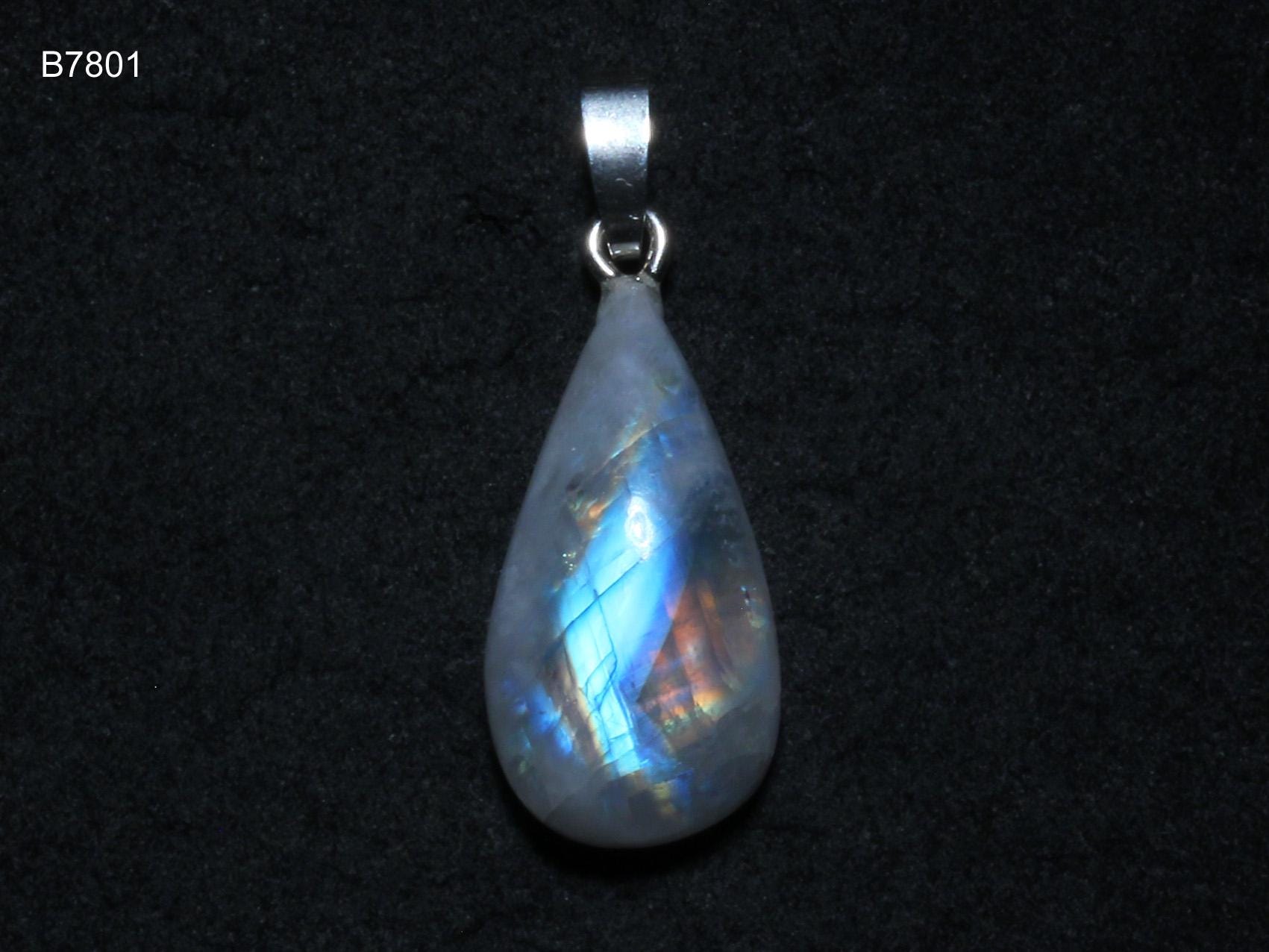 Regenbogen-Mondstein-Anhänger, Cabochon Mit Schlaufe Aus 925 Silber von SteinkraftShop
