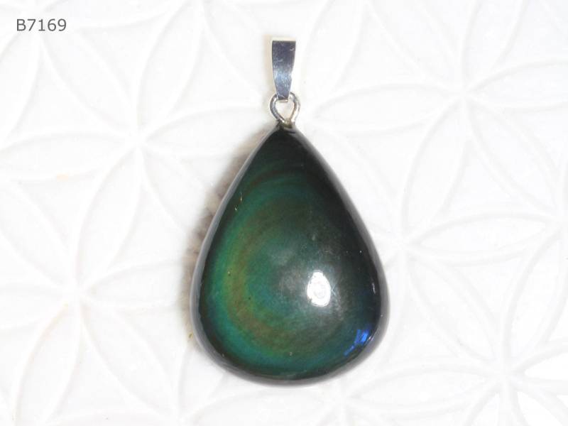 Regenbogen-Obsidian-Anhänger | Cabochon Mit Schlaufe Aus 925 Silber von SteinkraftShop