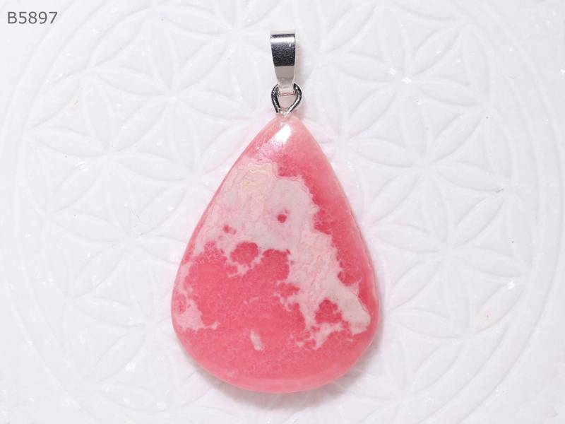 Rhodochrosit-Anhänger, Cabochon Mit Schlaufe Aus 925 Silber von SteinkraftShop