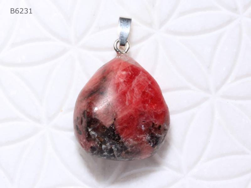 Rhodonit-Anhänger | Trommelstein Mit Schlaufe Aus 925 Silber Rhodonit-Anhänger | Trommelstein Mit Schlaufe Aus 925 Silber von SteinkraftShop