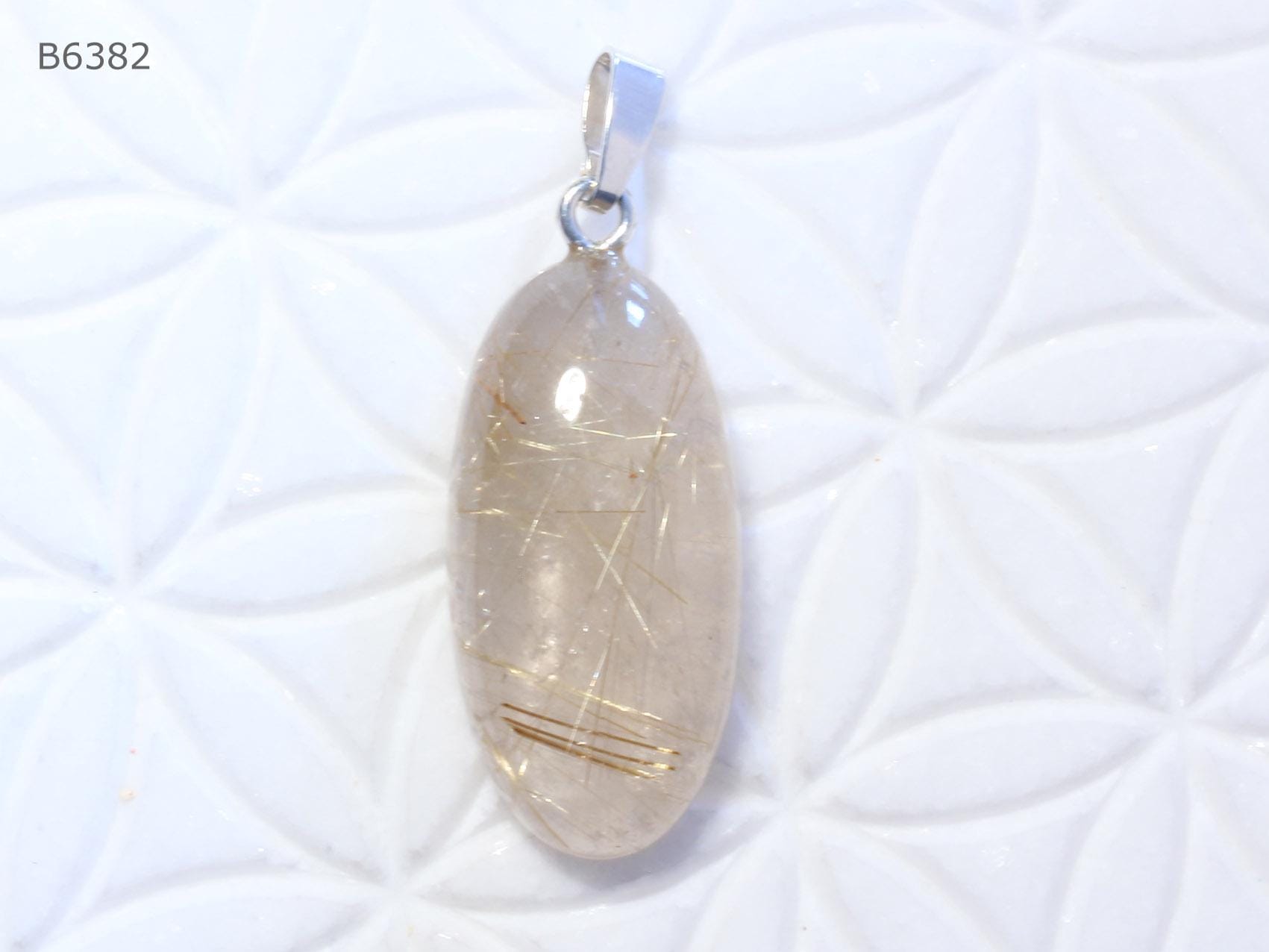 Rutilquarz-Anhänger, Cabochon Mit Schlaufe Aus 925 Silber von SteinkraftShop