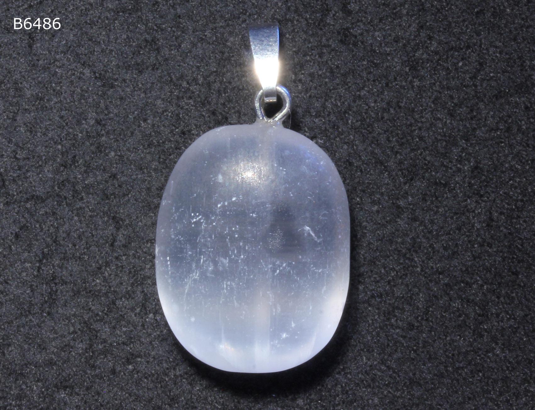 Selenit-Anhänger | Trommelstein Mit Schlaufe Aus 925 Silber Selenit-Anhänger | Trommelstein Mit Schlaufe Aus 925 Silber von SteinkraftShop