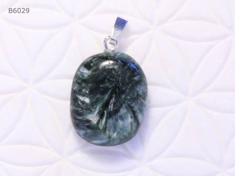 Seraphinit-Anhänger | Trommelstein Mit Schlaufe Aus 925 Silber von SteinkraftShop