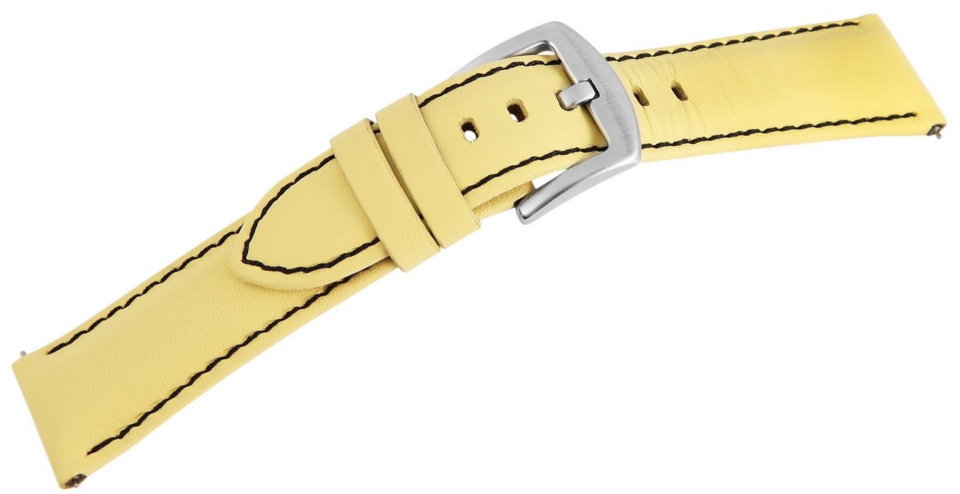 STEINMEISTER Uhrenarmband 8000109 Echtleder-Uhrenarmband, gelb, schwarze Naht, 22 mm / 26 von STEINMEISTER