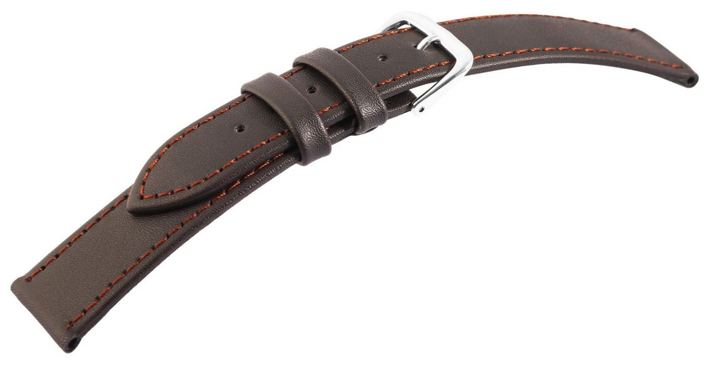 Steinmeister Uhrenarmband 8000258 Echtleder-Uhrenarmband, flach, dunkelbraun/silberfarben von Steinmeister