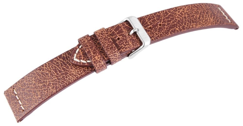 STEINMEISTER Uhrenarmband 8000463 Echtleder-Uhrenarmband, braun, weiße Naht, 22 mm / 24 mm von STEINMEISTER