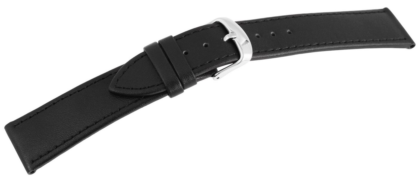 Steinmeister Uhrenarmband Doll Echtleder-Uhrenarmband, schwarz/ silberfarbig, 10 mm - 26 mm von Steinmeister