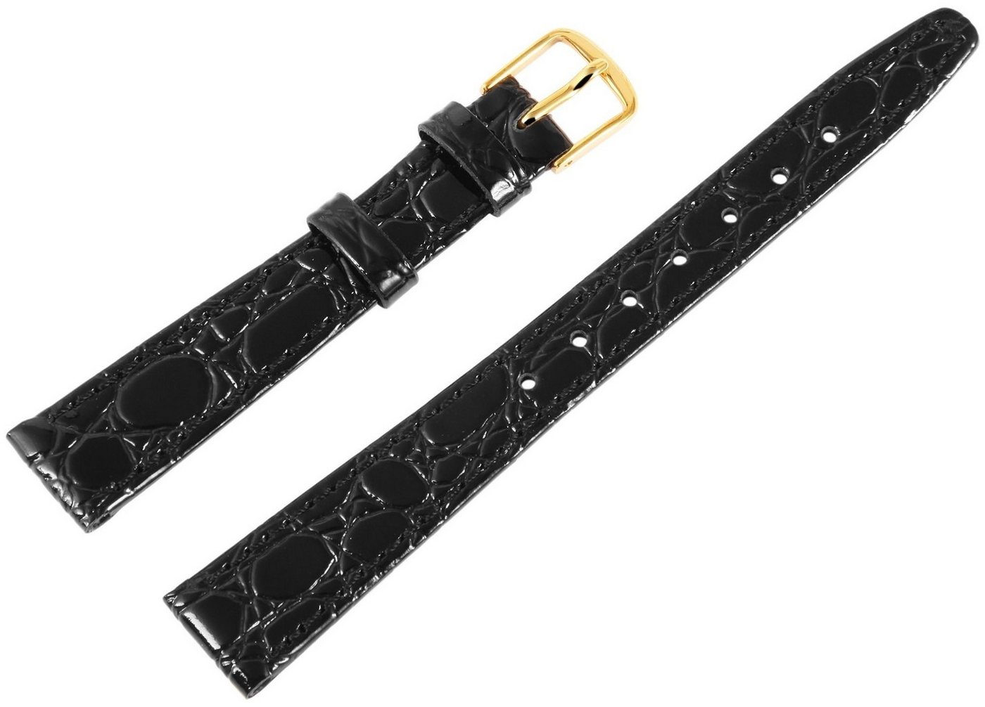 Steinmeister Uhrenarmband LB0020 Echtleder-Uhrenarmband, schwarz, Krokooptik, 13 mm - 19 mm, ErsatzArmband von Steinmeister