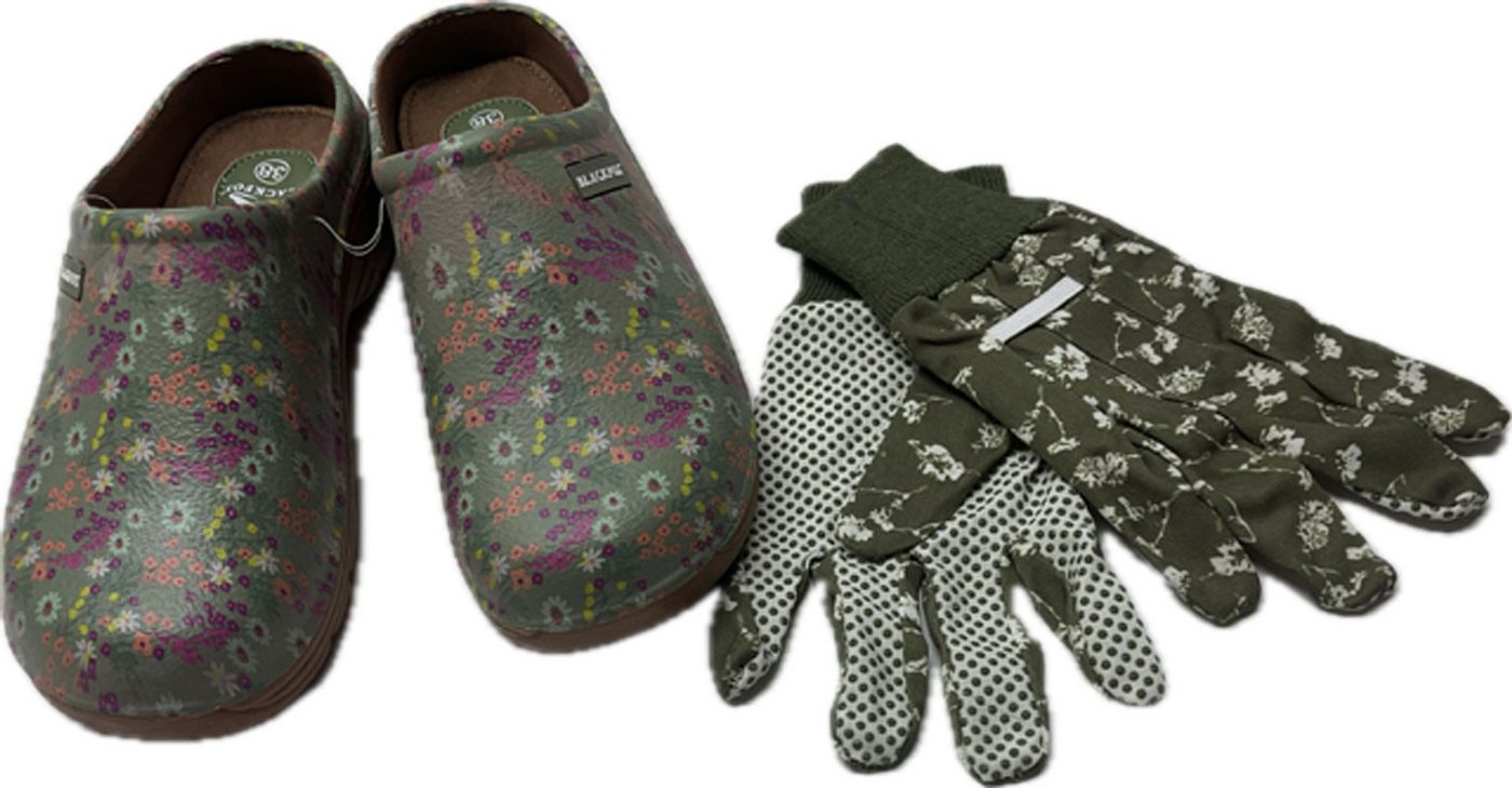 Steinnacher Bärbel Blackfox Gartenclog Adelia grün mit Handschuhen Clog von Steinnacher Bärbel