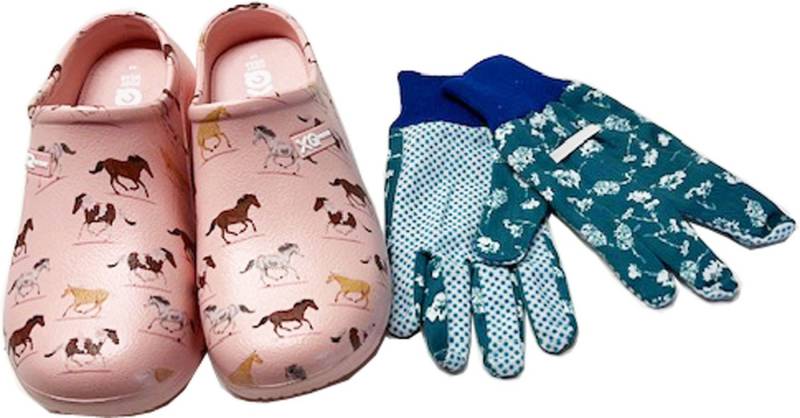 Steinnacher Bärbel Angro Gartenclogs Pferd mit Handschuhe 2 teiliges Set Clog von Steinnacher Bärbel