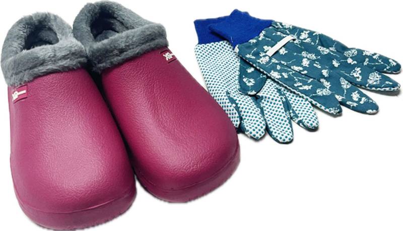 Steinnacher Bärbel Damen Gartenclog Pink gefüttert mit Gartenhandschuhen Clog von Steinnacher Bärbel