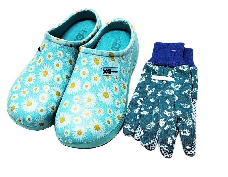 Steinnacher Bärbel Damen Gartenclogs Multi Aqua mit Handschuhen Clog von Steinnacher Bärbel