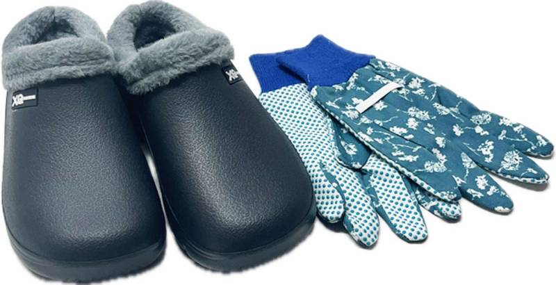 Steinnacher Bärbel Damen Gartenclogs navy gefüttert mit Gartenhandschuhen Clog von Steinnacher Bärbel