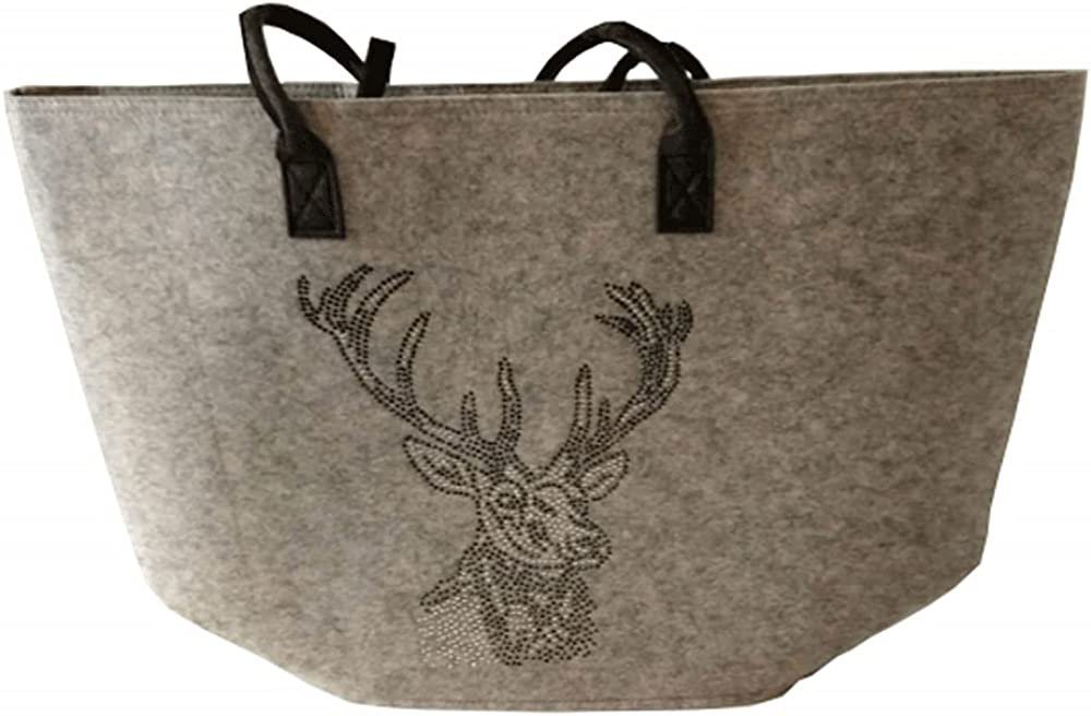 Steinnacher Bärbel Einkaufsshopper Filztasche Renate XL Hellgrau Hirschkopf von Steinnacher Bärbel