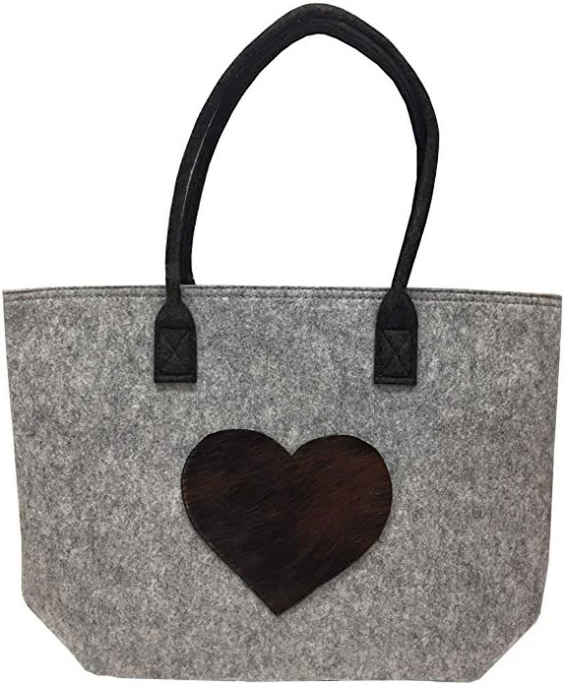 Steinnacher Bärbel Einkaufsshopper Tasche Renate Filz hellgrau Fellherz von Steinnacher Bärbel