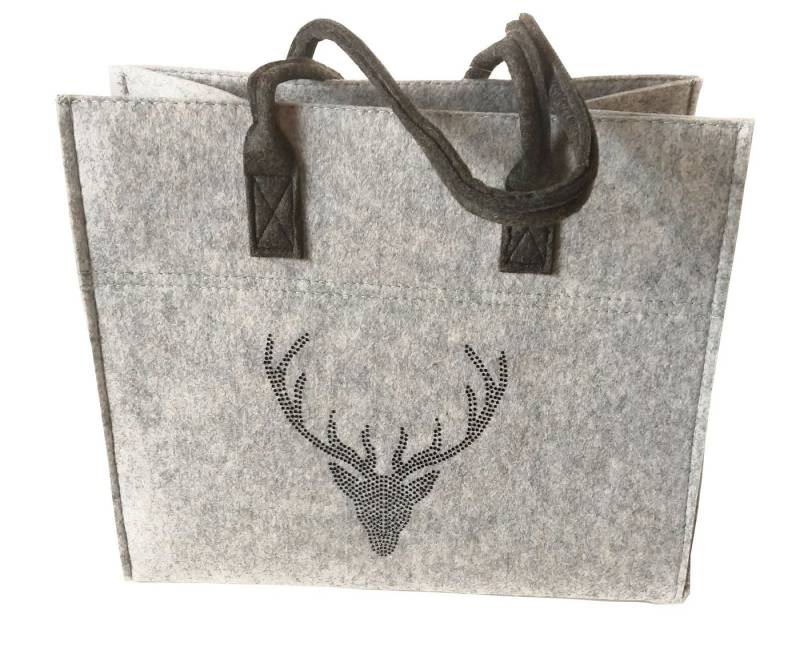Steinnacher Bärbel Einkaufsshopper Tasche Viviana M Filz hellgrau Geweih von Steinnacher Bärbel