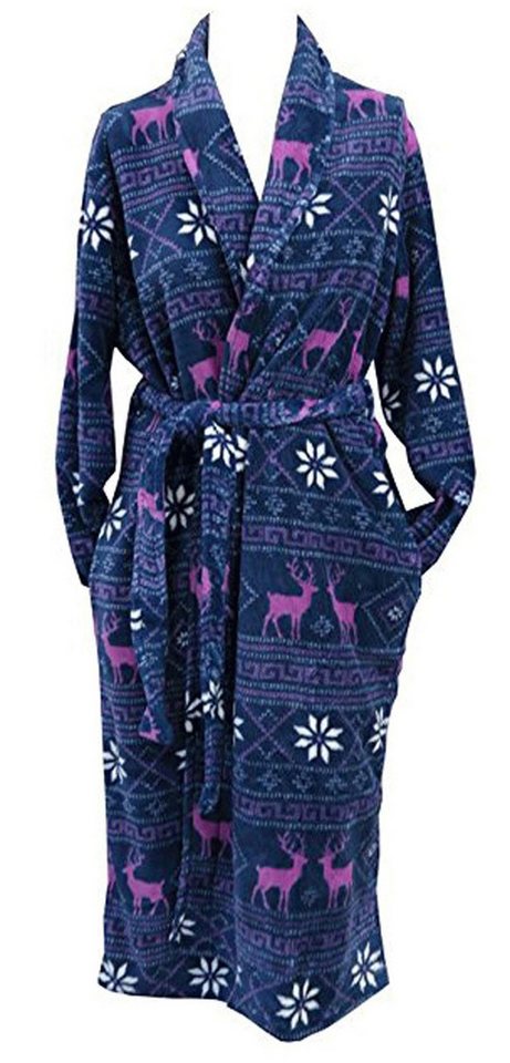 Steinnacher Bärbel Morgenmantel Damen Fleece Bademantel Morgenmantel mit Norwegermuster von Steinnacher Bärbel