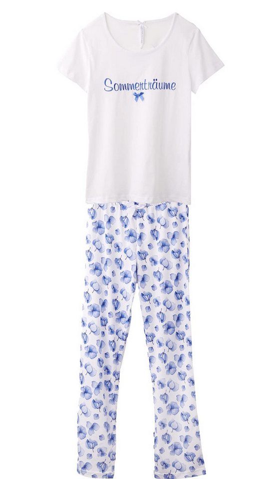 Steinnacher Bärbel Schlafanzug Louis & Louisa Damen Pyjama Sommerträume weiß allover Basic von Steinnacher Bärbel