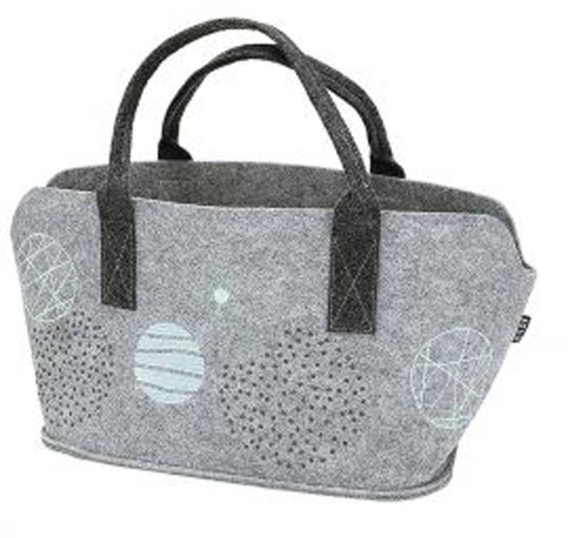 Steinnacher Bärbel Shopper Filztasche Universe bestickt hellgrau Shopper von Steinnacher Bärbel