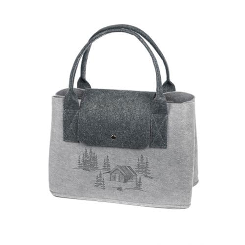 Steinnacher Gilde Handwerk Filztasche grau Waldhütte 20 cm x 40 cm x 26 cm Shoppertasche von Steinnacher