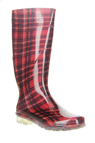 Steinnacher Gummistiefel Karo Rot Damen kniehoch weit (eu_footwear_size_system, adult, women, numeric, medium, numeric_39) von Steinnacher