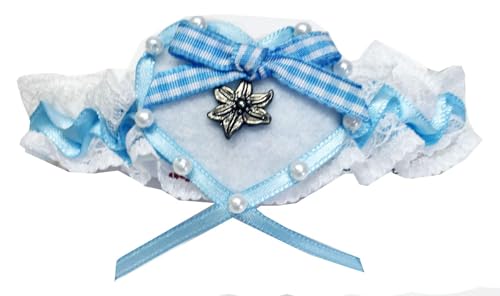 Trachten Knöchelband mit Enzian weiß hellblau Handarbeit Made in Bayern von Steinnacher