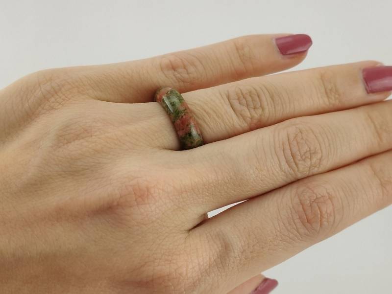 Unakit Epidot Steinring, Ring, Steinringe, Crystal Ring Epidot, Steinring Ring Edelstein, Ring von SteinringeStoneRings