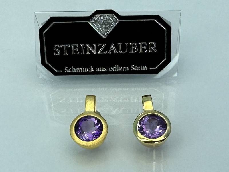 Anhänger Amethyst Hart-Gold Auflage Glänzend Oder Matt 925 Silber von SteinzauberShop