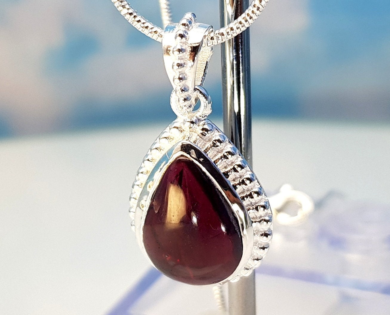 Anhänger Granat Silber von SteinzauberShop