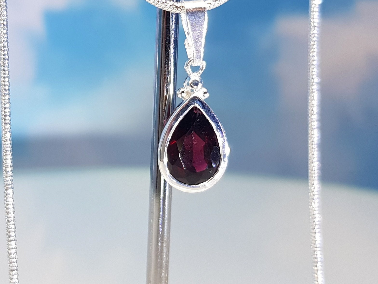 Anhänger Granat Silber von SteinzauberShop