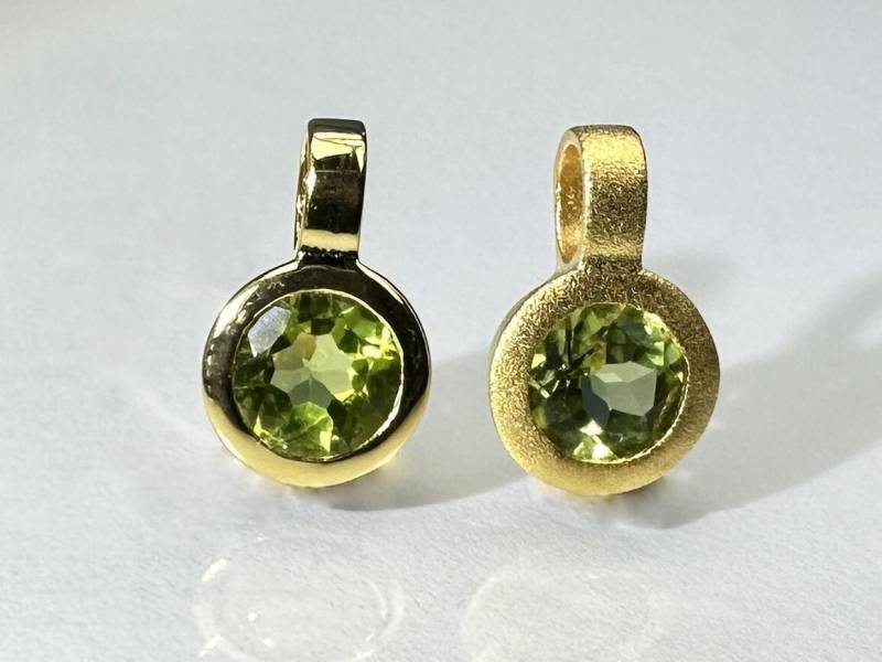 Anhänger Peridot 18 Ct. Goldplattierung von SteinzauberShop