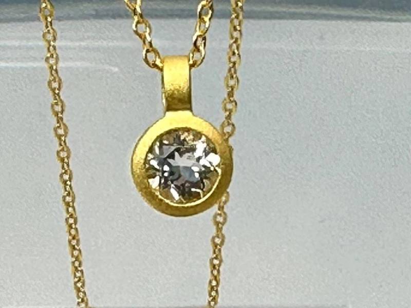 Anhänger Topas Weiß Hart-Gold Auflage Glänzend Oder Matt 925 Silber Anhänger Topas Weiß Hart-Gold Auflage Glänzend Oder Matt 925 Silber von SteinzauberShop