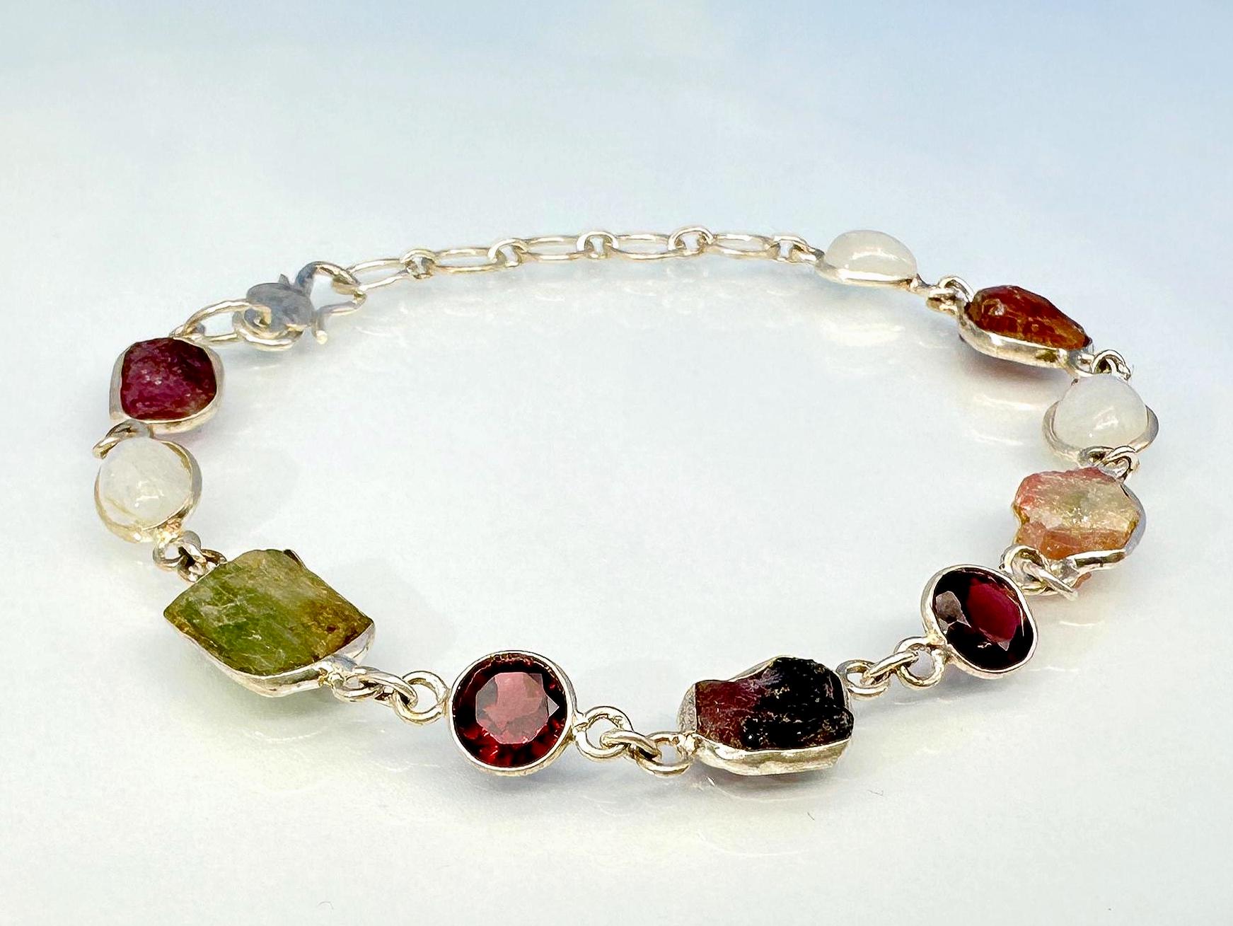 Armband Turmalin Mit Grant Und Mondstein 925 Silber Armband Turmalin Mit Grant Und Mondstein 925 Silber von SteinzauberShop