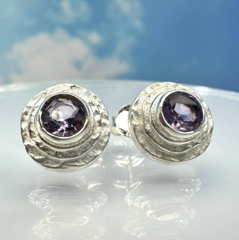 Ohrringe Amethyst Facettiert 925 Silber von SteinzauberShop