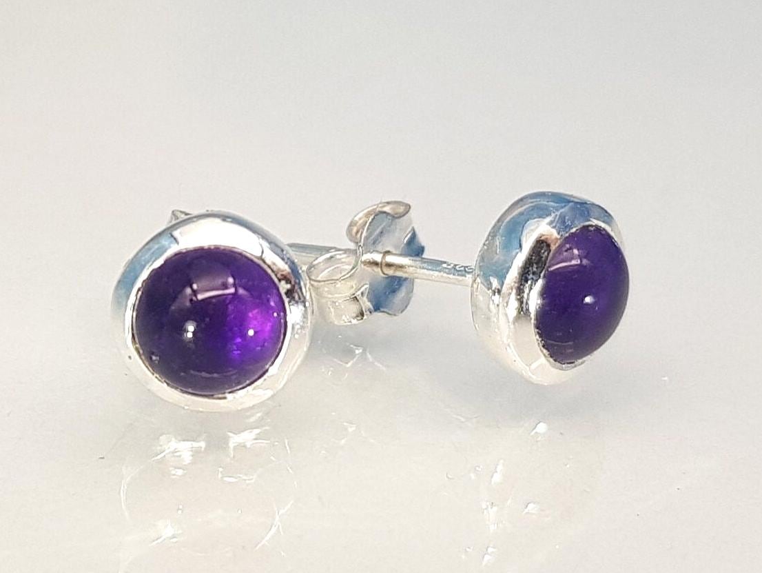 Ohrringe Amethyst Stecker Cabochon 925 Silber Ohrringe Amethyst Stecker Cabochon 925 Silber von SteinzauberShop