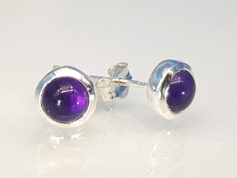 Ohrringe Amethyst Stecker Cabochon 925 Silber Ohrringe Amethyst Stecker Cabochon 925 Silber von SteinzauberShop