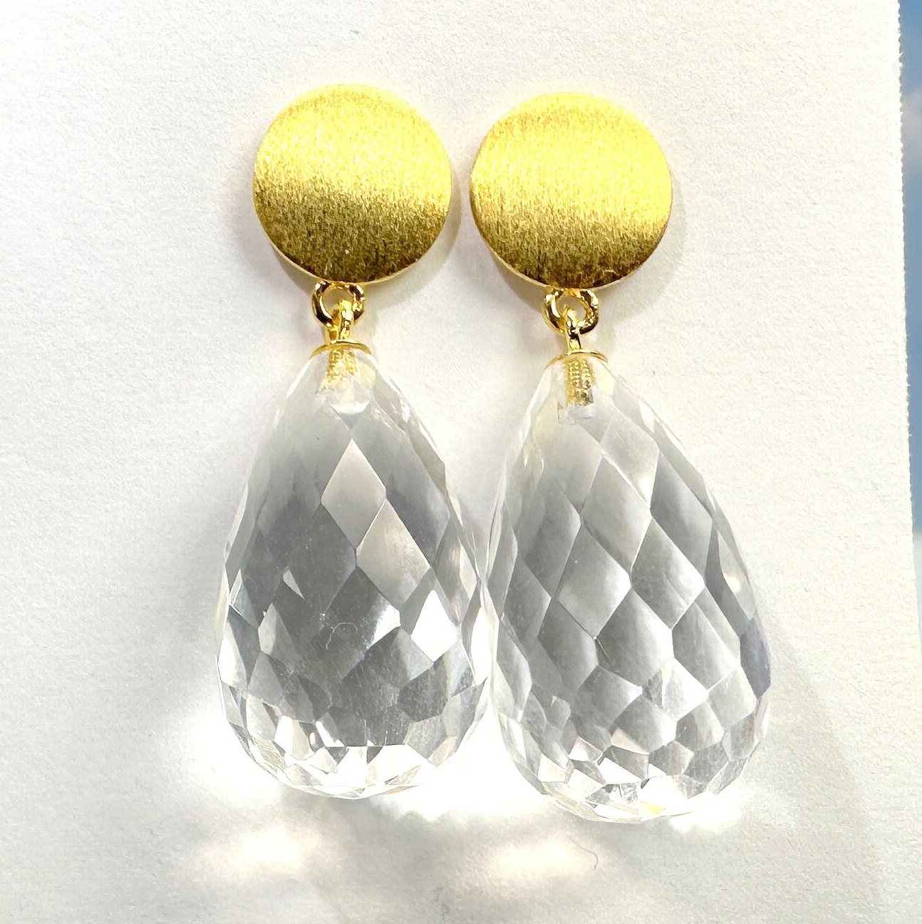 Ohrringe Bergkristall Gold von SteinzauberShop