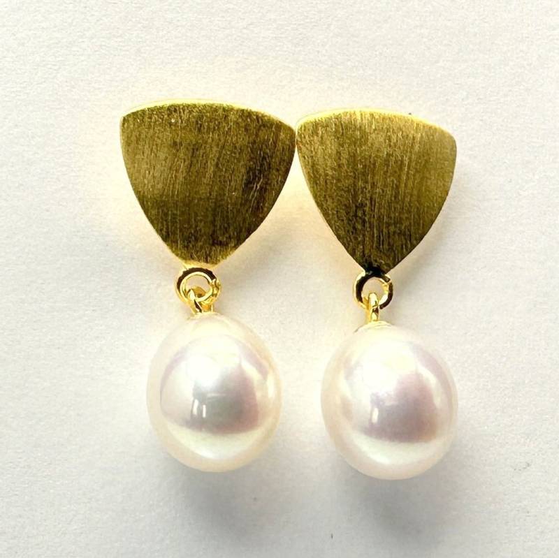 Ohrringe Echte Perle Gold Hängend von SteinzauberShop