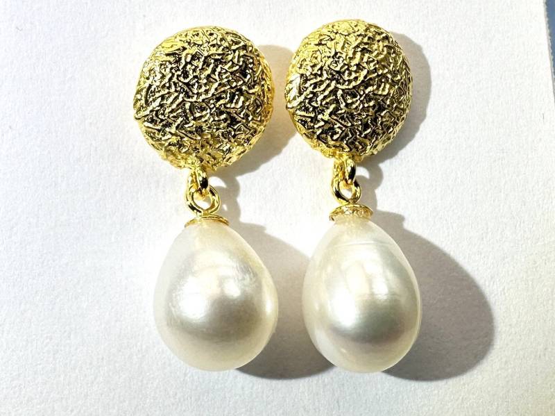 Ohrringe Echte Perle Tropfenform Gold Ohrringe Echte Perle Tropfenform Gold von SteinzauberShop